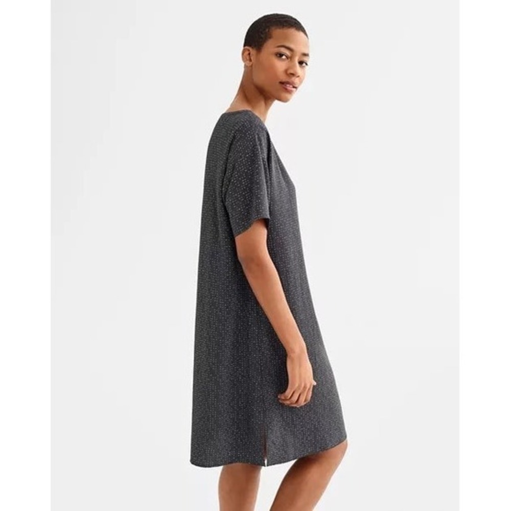 Eileen Fisher Morse Code Shift Dress - Tencel & Viscose Dotted- Charcoal Size XS